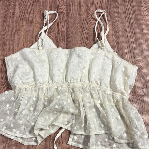 EMORY PARK WHITE FLORAL SHEER TANK TOP SIZE SMALL - Picture 3 of 3